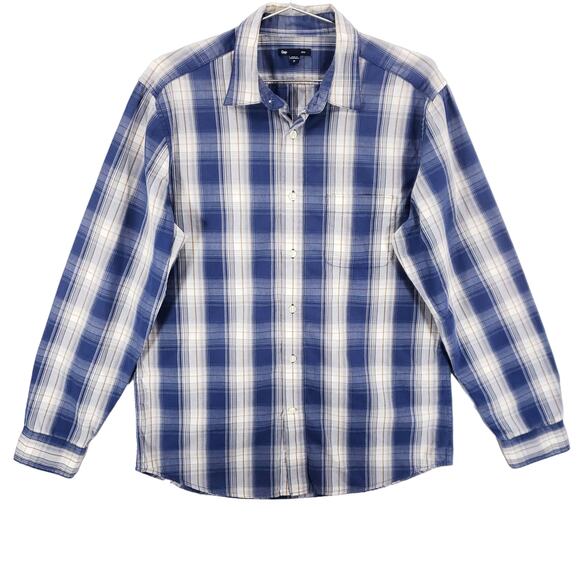 Gap Shirt Mens Medium Blue White Plaid Long Sleeve Casual Collared Button Up Top - Picture 1 of 4